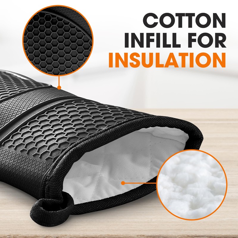 Cheer Collection Silicone Oven Mitts - Heat Resistant Kitchen Oven