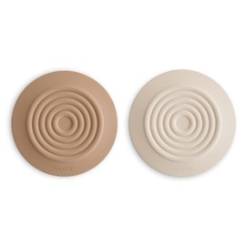 mushie Silicone Drain Stopper 2-Pack | 5.5 inch Diameter Bathtub Flat Suction Cover (Natural/Shifting Sand)