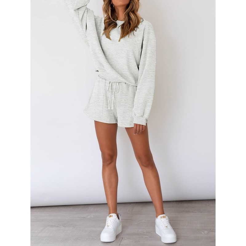 MEROKEETY MEROKEETY Women's 2025 Fall Oversized Batwing Sleeve Lounge Sets