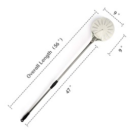 Komista Turning Pizza Peel for Brick Oven,9" Stainless Steel Small Round Perforated Pizza Paddle with 47" Long Handle…