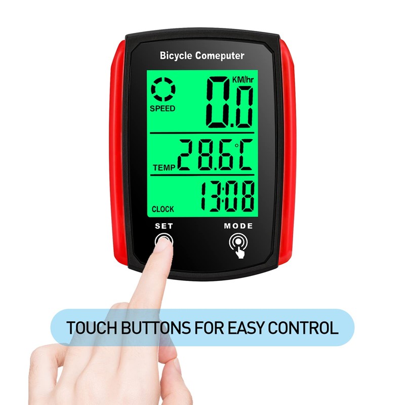HUIOP Wired Bike Computer 19 Functions Bike Speedometer Touch Odometer