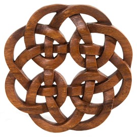 Windalf Naina Celtic Wooden Wall Art Diameter 21 cm Celtic Flower of Life Knot Pattern Wall Relief Bohemian Wooden Ornament
