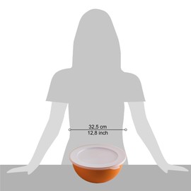 Omada Sanaliving Line Large 6.5 Litre Kitchen Bowl with Lid, Lightweight, Shatterproof, Dishwasher Safe, Orange