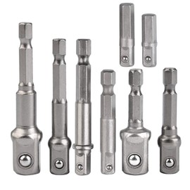 TIMESETL 8pcs Impact Adaptor Set - 1/4" 3/8" 1/2" Hex Shank Square Nut Drill Extension Bit Set