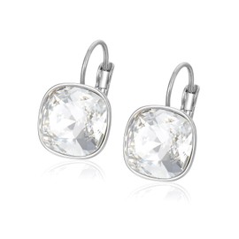 Xuping Jewelry Luxury Hoop Crystals Earrings Fashion Birthstone Earrings Gifts for Women (White)