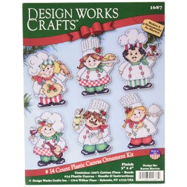 Design Works Crafts, 3" x 4" ea Cross Stitch Ornament Kit, Cooking Up Christmas