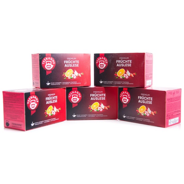 Teekanne Premium Fruit Selection, Pack of 5 (5 x 20 Tea Bags), 5 x 60 g