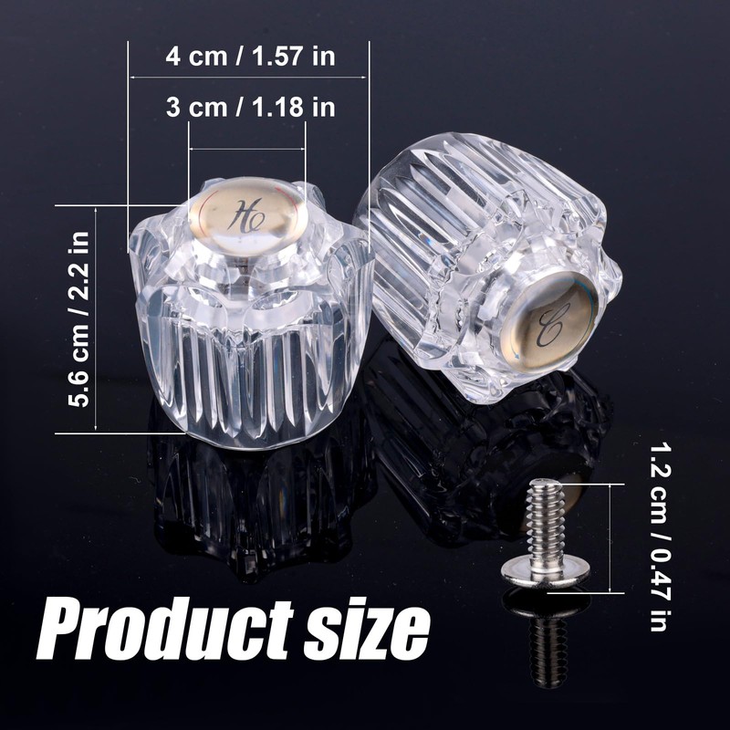 Gosknor 2pcs Shower Knob Replacements, Clear Acrylic Hot/Cold/Diverter Shower Knobs