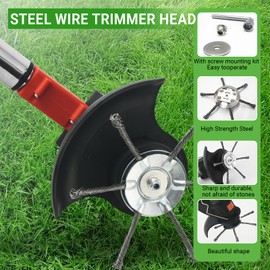 2025 New Steel Wire Grass Trimmer Head, 6 Inch Steel Wire Brush Cutter Trimmer Head for 5mm(0.2inch) Bore Weed Eater, Steel Wire Weed Trimmer Head with Screw Kit (6 Blade+Nuts Kits)