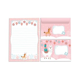 Stationery Set Deer Christmas Letter Pad with Envelope for Children Girls Christmas Writing Paper (Pad A5 with 25 Sheets + 15 Envelopes)