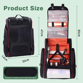 Camping Kitchen Organizer with Paper Towel Holder, Large Hanging Camping Cooking Utensils Bag with Backpack for camping cooking set, Multi-Pockets Waterproof Bag for Camping Cookware RV BBQ,Bag Only