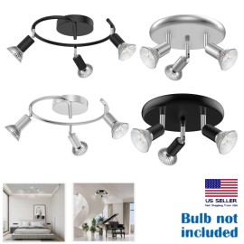 Unbranded LED Track Lighting Kit 3-Light Flush Mount Ceiling Spot Light Fixture GU10 - Rotating 3 heads-Silver