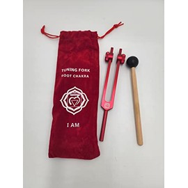Root Chakra Color Weighted Tuning Fork with Chakra Color Bag and Mallet