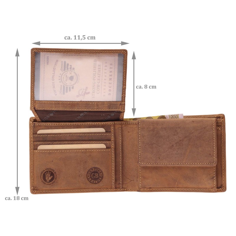 Greenburry Vintage 1705B Men's Leather Wallet, Wallet, brown, Vintage