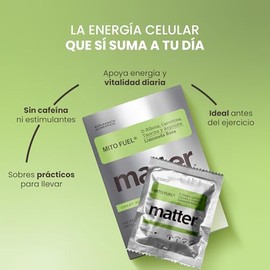 Matter Mito Fuel, Suplemento Pre Entreno Gym con D-Ribosa, L-Carnitina Tartrato, L-Arginina y L-Taurina USP, Apoya la Energía Celular y el Desempeño F