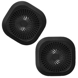 Pagabach Hair Catcher Shower Drain Strainer Cover Protector Filter Flat Sturdy Silicone Hair Stopper with Suction Cup Mesh for Bathroom Bath Tub Bathtub Kitchen Sink Laundry Black Square 2 Pack