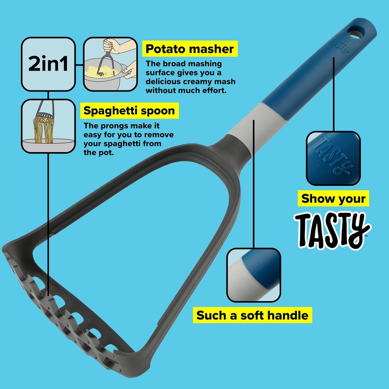 Tasty Plastic 2 in 1 Potato Masher and Spaghetti Spoon,
