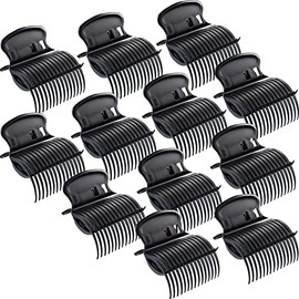 ACEmedia Hot Roller Clips Hair Curler Claw Clips Replacement Roller Clips for Women Girls Hair Section Styling (12 Pieces, Black)
