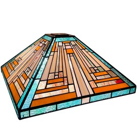 Capulina Tiffany Lamp Shade 16 Inches Wide Accessories Replacement Amber Green Style Stained Glass Lampshade for Table Lamp Floor Lamp