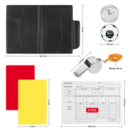 ZWQLZG Referee Set Football, Yellow Red Card Football, Referee Whistle Lanyard, Referee Cards with Bag Scorebook, Football Coin for Football School Training
