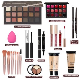 Makeup Set Makeup Kit for Women Full Kit Makeup Sets for Teens Teenagers Eyeshadow Palette Lip Gloss Foundation Mascara Eyeliner Contour Stick Makeup Kits - Color: Gift Box Set( 16 set)