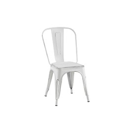 AC Pacific Stackable Metal Dining Chairs Set of 4 for Indoor and Outdoor Use, Durable Stacking Seat, Farmhouse Kitchen, Bar, Patio, Bistro, Cafe, Industrial Style, Sanded Matte White