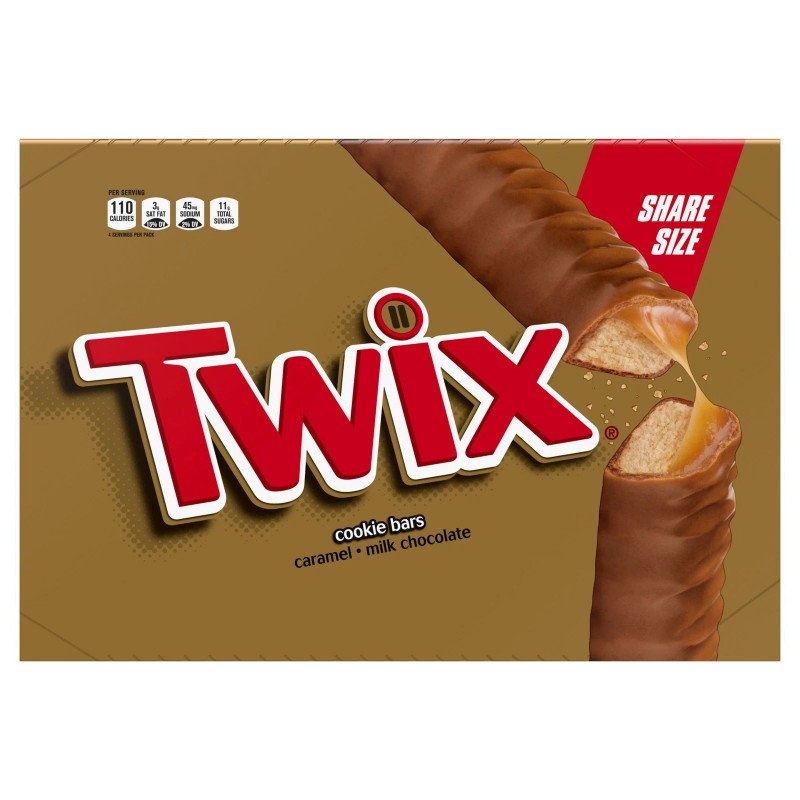 Twix Share Size Chocolate Caramel Cookie Candy Bar, 3.02 Oz,