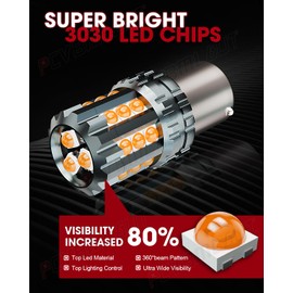 PCVBMLAUT Compatible With Honda CRV HRV 2013-2021 Led Front and Rear Turn Signal Light Bulbs, 3000K Amber Light Led Halogen Replacement Bulbs, Plug and Play, 4 Bulbs