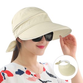 Women's Sun Hat UPF 50+ UV Protection Hat Foldable Wide Brim Beach Hats Sunbonnet with Detachable Top Breathable Summer Sun Visor Cap Outdoor Peaked Cap for Travel Vacation Swimming Pool Camping