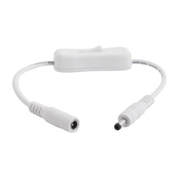 Gebildet 5pcs 12V LED Strip Light Inline On/Off Switch Cable DC Jack (5.5x2.1mm) Male to Female Connector(White)