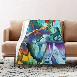 IULPWSOZP Dragon Fantasy Flannel Throw Blanket - Cozy Comfort for Sofa, Bed, Living Room & Travel - All-Season Universal 60"X50"