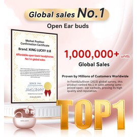 King Lucky Open Ear Earbuds Wireless Bluetooth 5.4 Clip-on Headphones with Mic - 50H Playtime, Ipx5 Waterproof - Ideal for Sports & Workouts, Comfortable for Small Ears & Glasses Wearers (Pink)