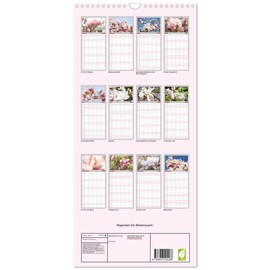 Familienplaner 2025 - Magnolien Ein Blütenrausch mit 5 Spalten (Wandkalender, 21 cm x 45 cm), CALVENDO