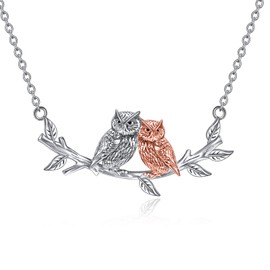 VONALA Owl Necklace Sterling Silver Owl Pendant Necklace Owl Charm Jewellery Bird Neckalce Gift For Women Mom