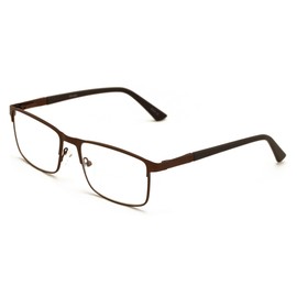 V.W.E. Men Premium Optical Frame Wide Large Head Reading Glasses Rectangular Metal - Clear Lens Reader DRM02 (Bronze, 1.50, x)