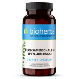 Flohsamenschalen Kapseln - 380 mg, 200 Stück - Gemahlen Reines Psyllium Husk Pulver und Biotin für maximale Wirksamkeit und Gesundheit von BIOHERBA