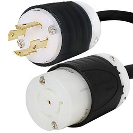 NEMA L15-30P to L21-20R Plug Adapter - 1 Foot, 20A/208V, 12/4 SJOOW - Iron Box # IBX-7793-01