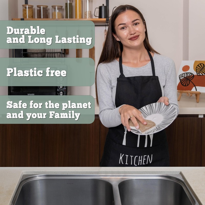 Natural Kitchen Sponge - Biodegradable Compostable Plant Based Coconut Scrubber