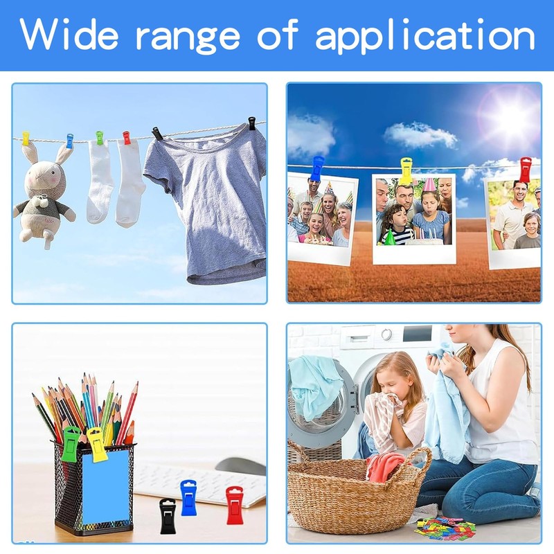 50 Sock Clips for Washing Machine, Colourful Dryer, Windproof Sock