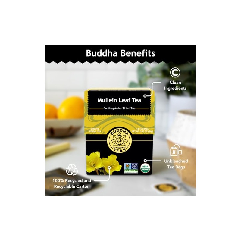 Mullein Tea - Organic Herbs - 18 Bleach Free Tea