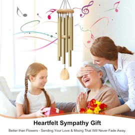 Bursvik Large Aluminium Wind Chimes 37 Inches to Create a Zen Atmosphere Suitable for Outdoor, Garden, Patio Decoration. Classic Wind Chimes with Wind Catcher as a Gift for Unisex(Light Golden)