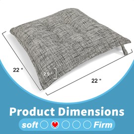 SINSOSSO Thickened Cushion Pillows Comfortable 2 Pieces, Large 22" Square Office Non-Slip Washable Yoga Indoor Floor Cushion Seating, White, 2 PCS