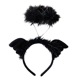 Perfeclan Angel Wings Headband Cosplay Headwear with LED Headband Funny Decor Headpiece Hair Band Feather Headband for Women Photo Props Black