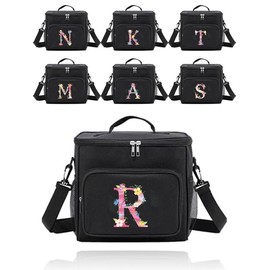 Letter Pattern Lunch Bag, Insulated Shoulder Lunch Bag, Reusable Handbag Lunch Box, Leakproof Insulateds Cooler Bag for Office Work School - Color: Black, Size: Letter-I