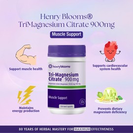 Henry Blooms 900 mg Tri-Magnesium Citrate 150 Vegetarian Capsules