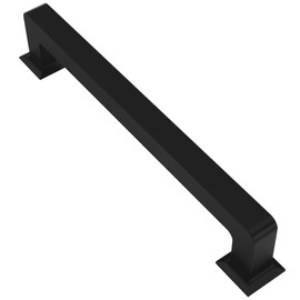 Alzassbg 10 Pack Matt Black Cabinet Pulls, 6-1/4 Inch(160mm) Hole Centers Cabinet Handles Square Kitchen Hardware for Cabinets AL3046MB