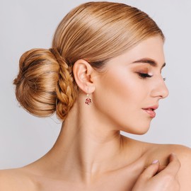 Enamel Rose Earrings-14K Gold Plated Drop Earrings for Women Fashion Cute Flower Earrings Long Dangling Floral Earrings Red Earrings for Women Trendy