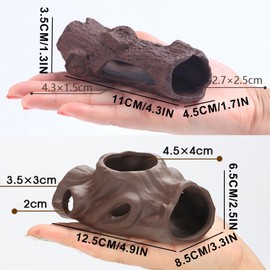 Sertay Pack of 2 Aquarium Decorative Ceramic, Ornaments, Ceramic Fish Tank, Fish Tank Accessories, Aquarium Decoration Cave, Shrimp Hideout, Suitable for Water Animals for Sleeping, Rest, Play