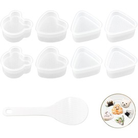 Pack of 8 Onigiri Moulds, Sushi Onigiri Maker, Triangle Onigiri Shapes, Cartoon Modelling Sushi Mould, Non-Stick Sushi Maker with Small Rice Spoon for Lunch Party Kitchen Beginners DIY Tool