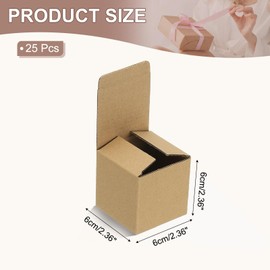 PATIKIL Gift Boxes with Lids, 25 Pcs 2.36x2.36x2.36 Inch Paper Kraft Favor Boxes Bridesmaid Cardboard Gift Wrap for Presents Wedding Graduation Holiday Birthday Craft, Light Brown